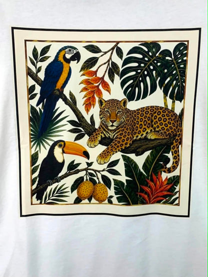 T-shirt λευκό με στάμπα λεοπάρδαλη