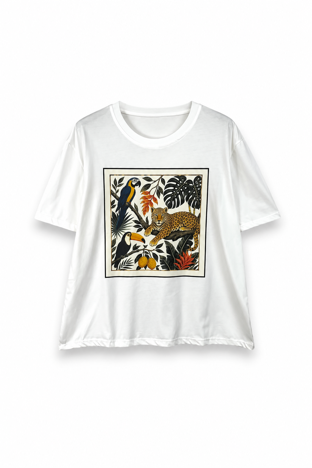 T-shirt λευκό με στάμπα λεοπάρδαλη