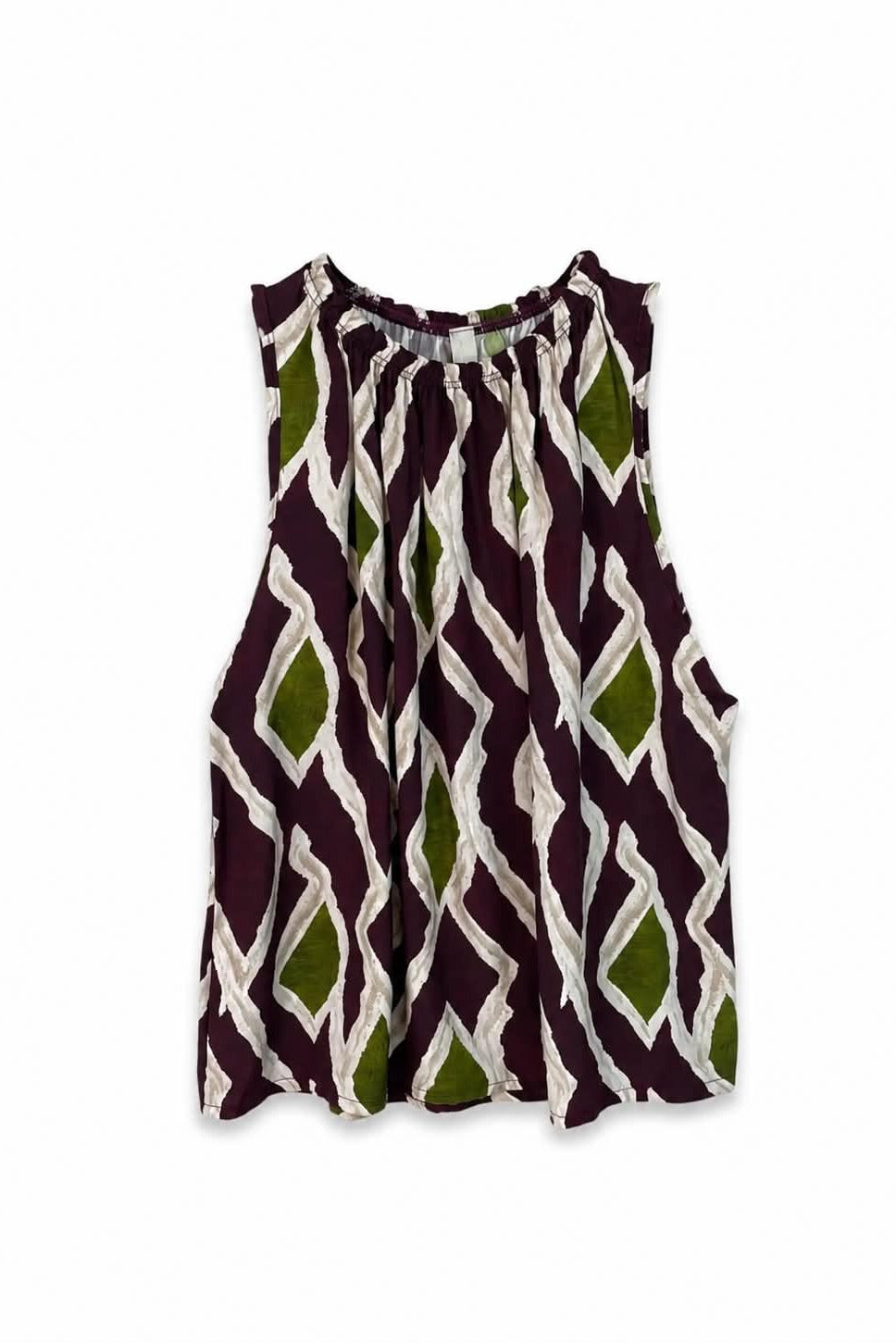 Αμάνικη Μπλούζα με Σούρα Geometric Print