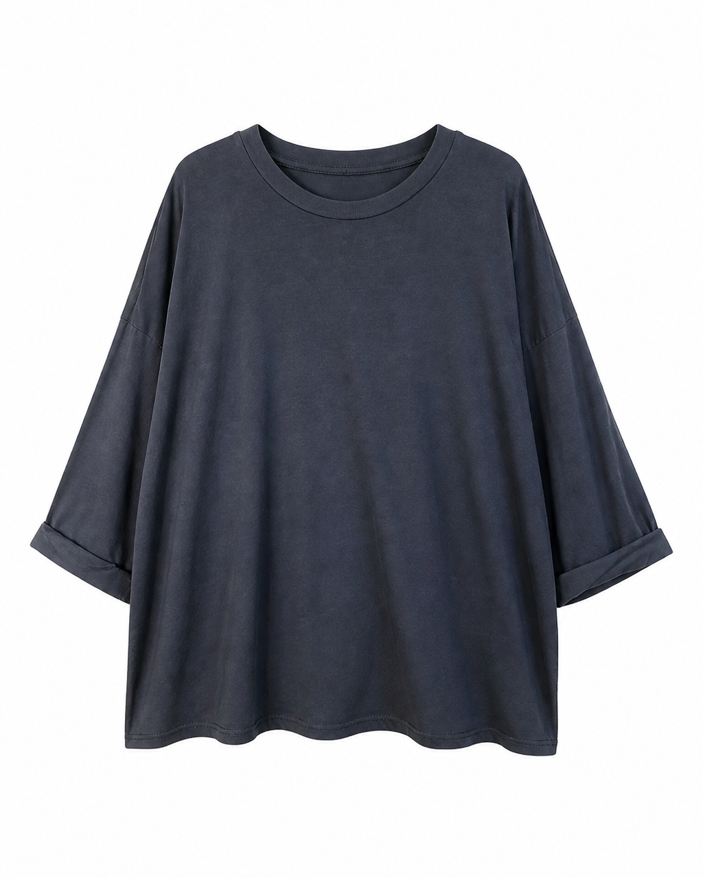 Γυναικεία ανθρακί oversized μπλούζα με στρογγυλή λαιμόκοψη και φαρδιά μανίκια, flat lay
