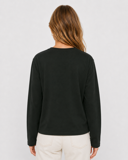 Γυναικείο basic μακρυμάνικο t-shirt AWARE by Vero Moda μαύρο, πίσω όψη
