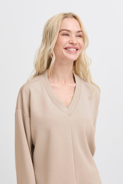 B.YOUNG Μπλούζα Μπεζ - λεπτομέρεια V λαιμόκοψης