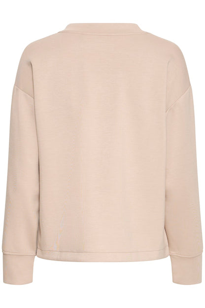  B.YOUNG Γυναικεία Μπλούζα V-Neck Cropped Fit μπεζ επίπεδη λήψη πίσω όψη