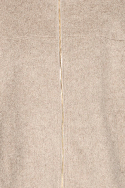 B.YOUNG Γυναικείο Μπουφάν Casual Φερμουάρ Ψηλός Γιακάς Χαλαρή Εφαρμογή Μπεζ λεπτομέρεια υφάσματος