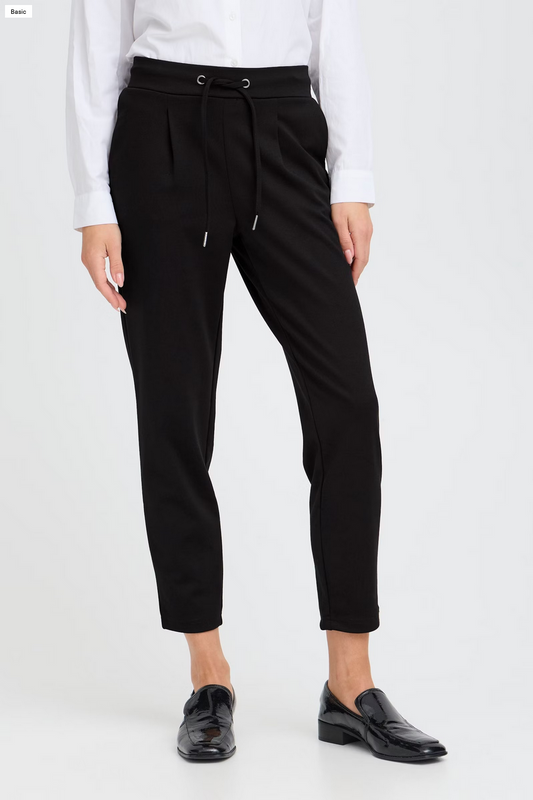 B.YOUNG Γυναικείο Παντελόνι Casual Ψηλόμεσο Ankle Length Μαύρο μπροστινή όψη