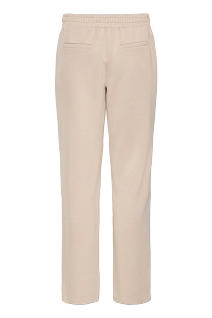 B.YOUNG Γυναικείο Παντελόνι Ίσια Γραμμή Λάστιχο Μέση Απαλό Ύφασμα Μπεζ επίπεδη λήψη πίσω όψη