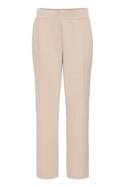 B.YOUNG Γυναικείο Παντελόνι Ίσια Γραμμή Λάστιχο Μέση Απαλό Ύφασμα Μπεζ επίπεδη λήψη μπροστινή όψη