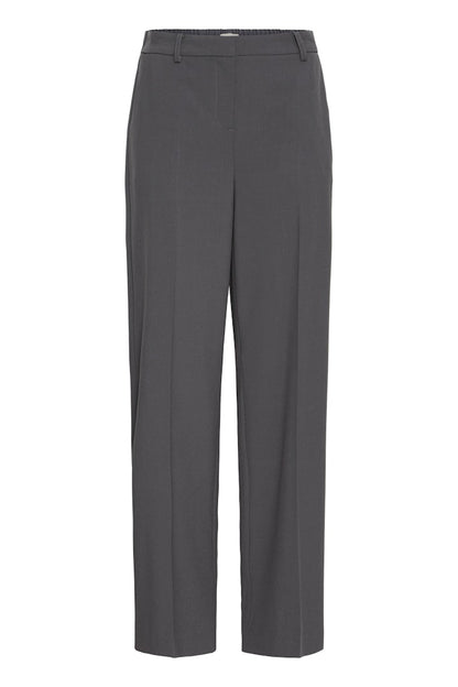 B.YOUNG Γυναικείο Παντελόνι Κλασικό Ίσια Γραμμή Λάστιχο Μέση Γκρι επίπεδη λήψη μπροστινή όψη