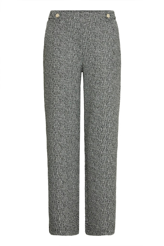  B.YOUNG Γυναικείο Παντελόνι Tweed Κουμπιά Ίσια Γραμμή tweed salt and pepper επίπεδη λήψη μπροστινή όψη