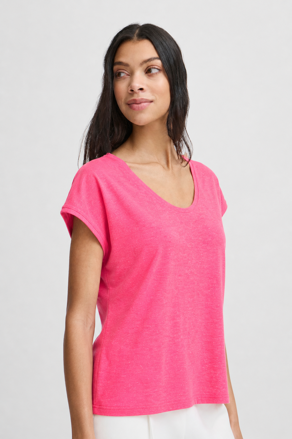 T-shirt Ροζ Στρογγυλή Λαιμόκοψη