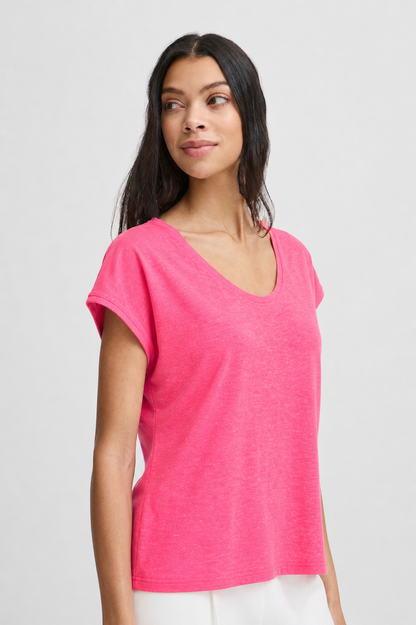 T-shirt Ροζ Στρογγυλή Λαιμόκοψη