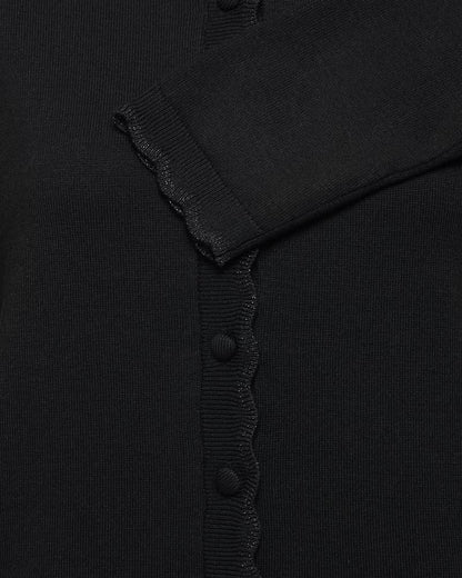 Κοντινό detail lurex τελειώματος στο μανίκι γυναικείας μαύρης πλεκτής ζακέτας B.YOUNG
