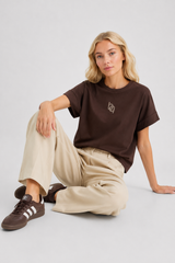T-shirt Boxy Fit Καφέ