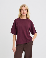 Πλεκτό T-shirt Boxy Fit Μπορντό