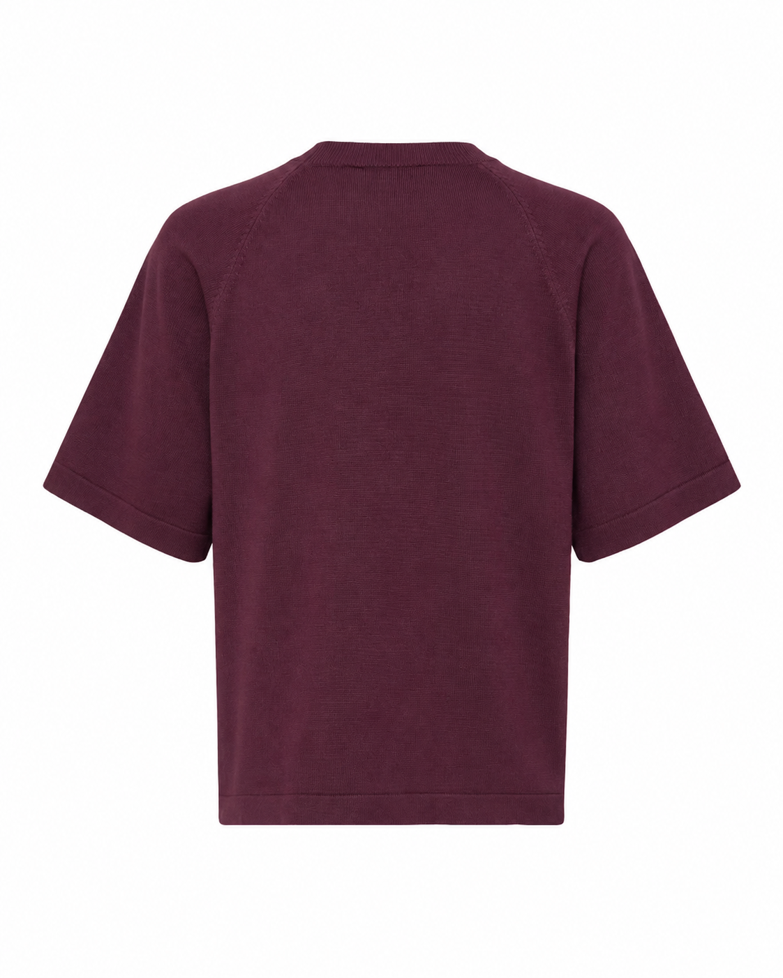 B.YOUNG γυναικείο μπορντώ T-shirt boxy fit ριχτοί ώμοι — πίσω όψη
