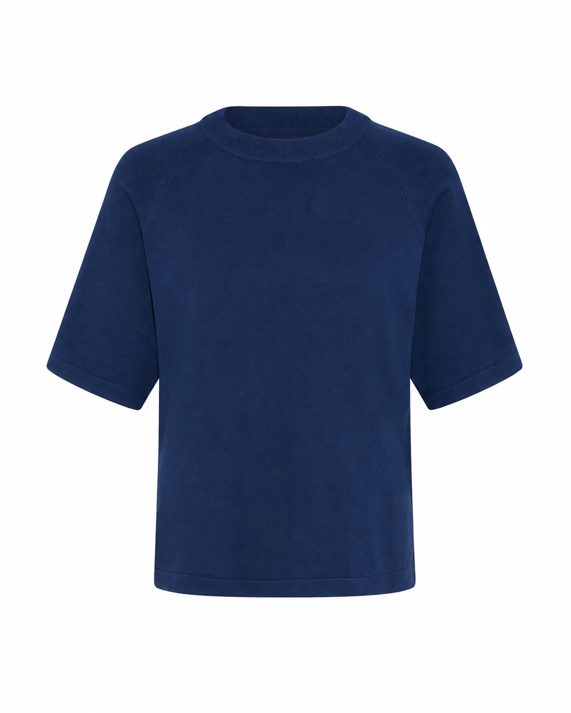 B.YOUNG γυναικείο T-shirt boxy fit navy blue rib στρογγυλή λαιμόκοψη — μπροστά
