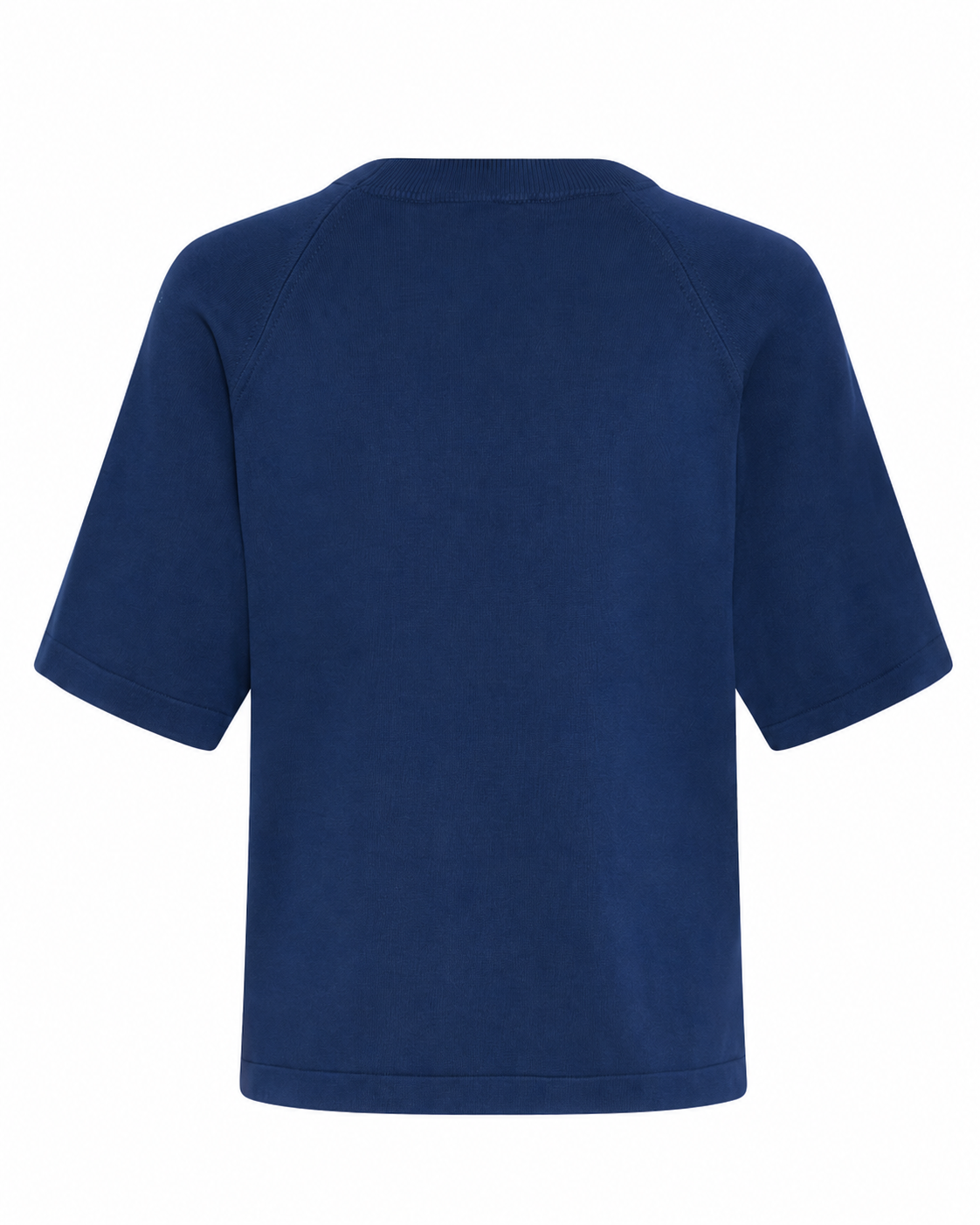 B.YOUNG γυναικείο T-shirt boxy fit navy blue ριχτοί ώμοι rib λαιμόκοψη — κοντινό άνω μέρους

