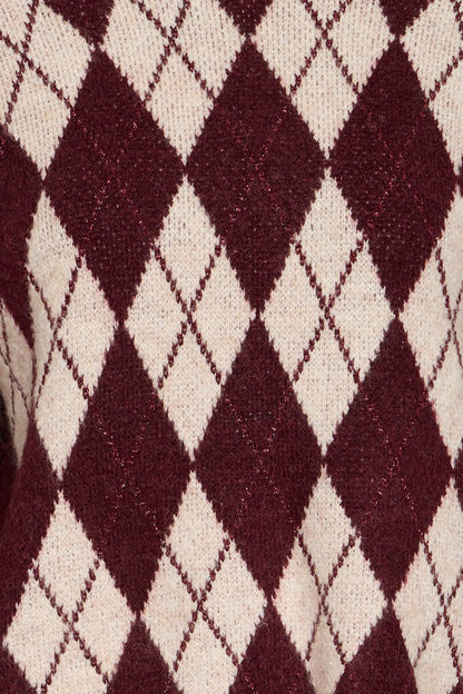 Πουλόβερ Ψηλός Γιακάς Γεωμετρικό Σχέδιο Χαλαρή Εφαρμογή