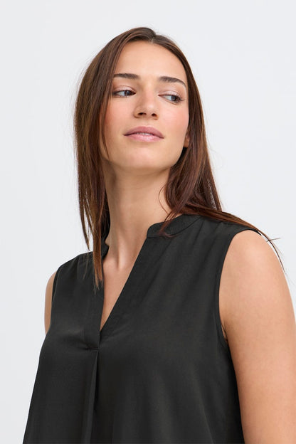 Αμάνικη Μπλούζα Viscose Μαύρη