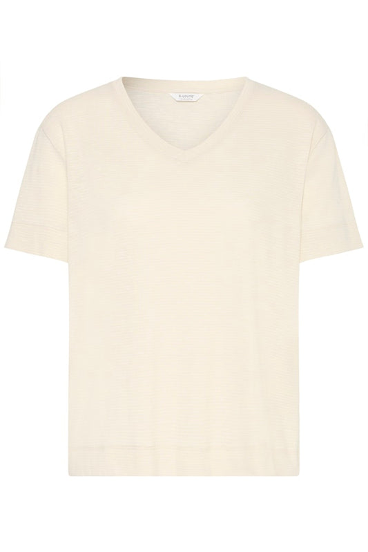 T-shirt Εκρού V Λαιμόκοψη