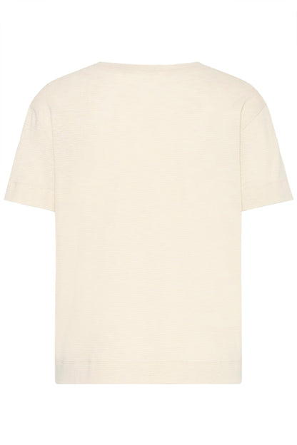 T-shirt Εκρού V Λαιμόκοψη