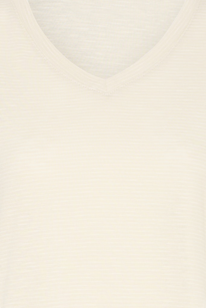 T-shirt Εκρού V Λαιμόκοψη