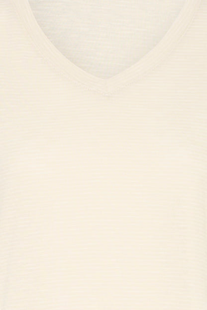 T-shirt Εκρού V Λαιμόκοψη