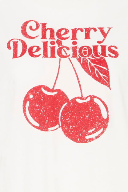 T-shirt Λευκό με Τύπωμα Cherry Delicious