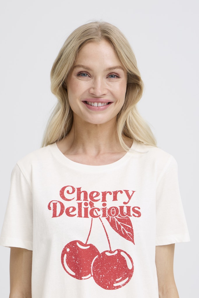 T-shirt Λευκό με Τύπωμα Cherry Delicious