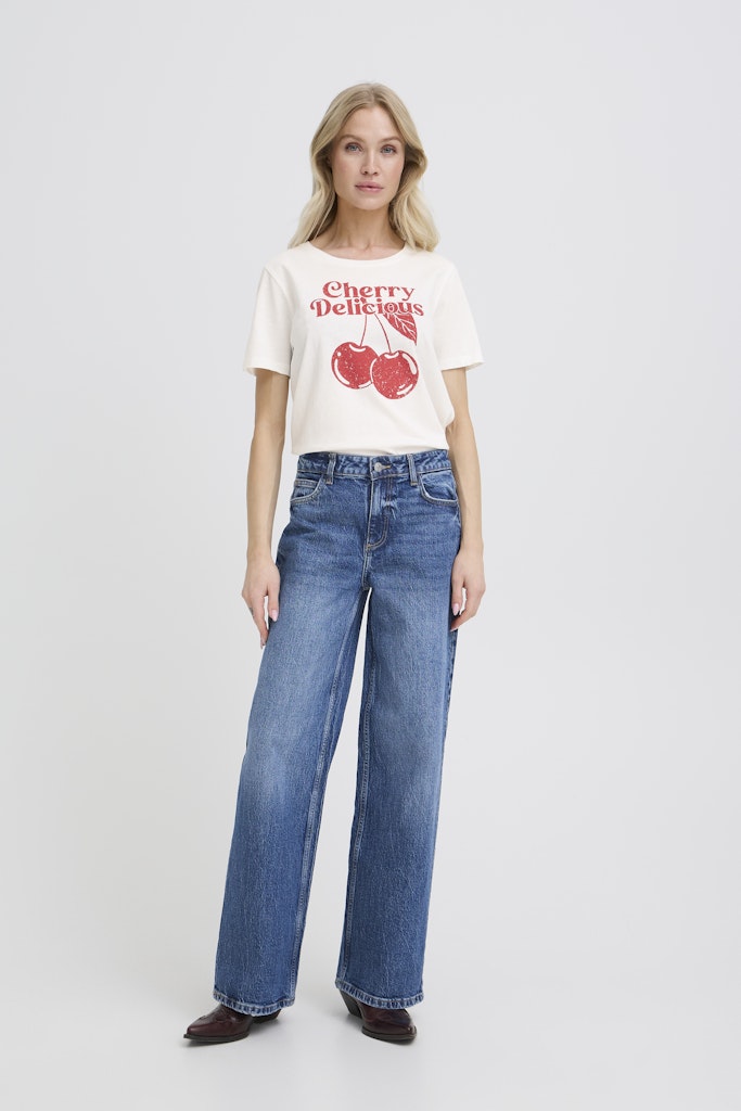 T-shirt Λευκό με Τύπωμα Cherry Delicious