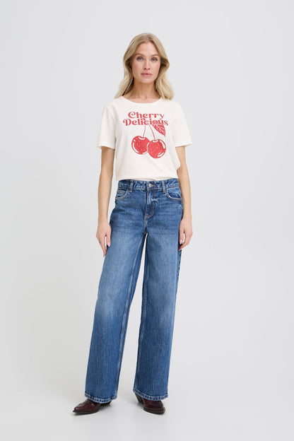 T-shirt Λευκό με Τύπωμα Cherry Delicious