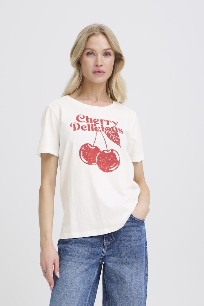 T-shirt Λευκό με Τύπωμα Cherry Delicious