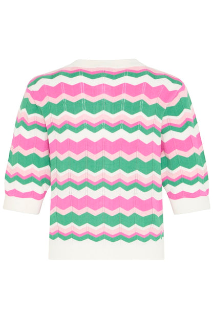 Ζακέτα 3/4 μανίκι διάτρητη πλέξη με chevron μοτίβο