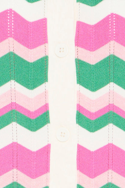 Ζακέτα 3/4 μανίκι διάτρητη πλέξη με chevron μοτίβο