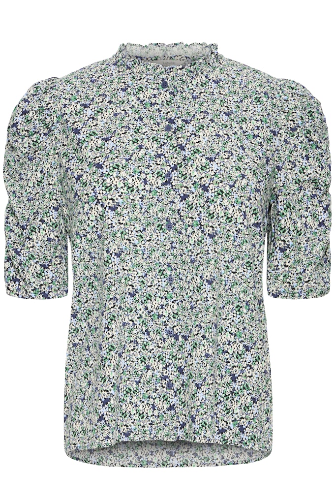 Μπλούζα Εμπριμέ με Μανίκια με Σούρα