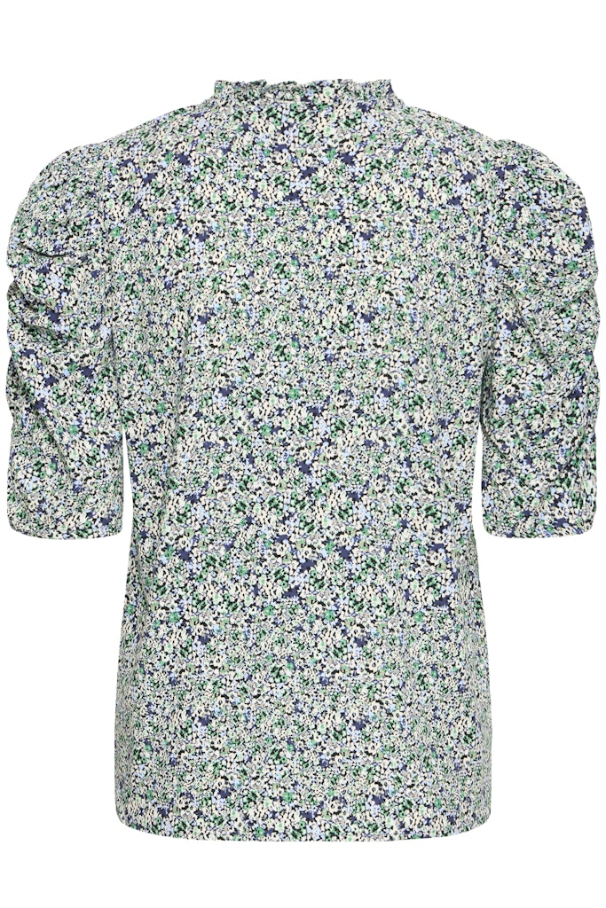 Μπλούζα Εμπριμέ με Μανίκια με Σούρα