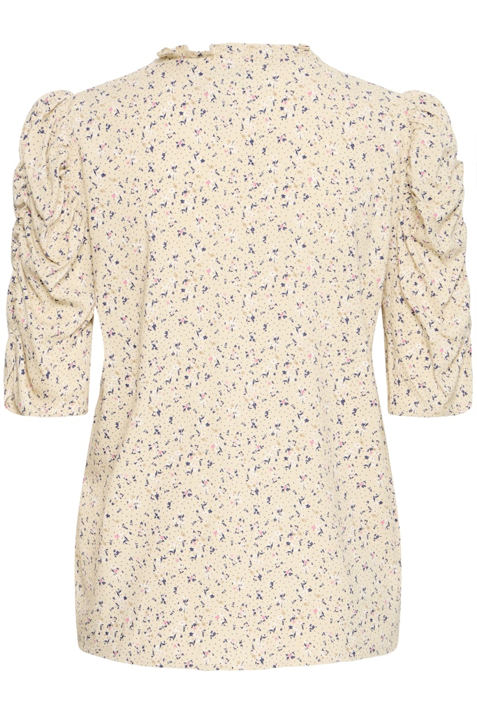 Μπλούζα Εμπριμέ με Μανίκια με Σούρα