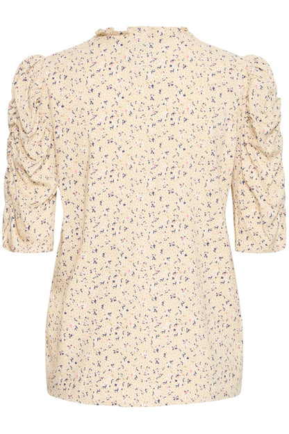 Μπλούζα Εμπριμέ με Μανίκια με Σούρα