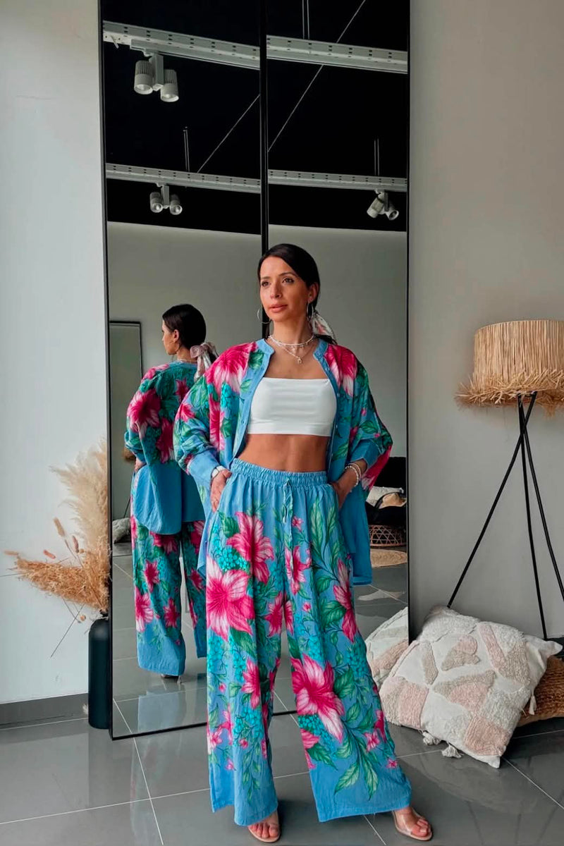 Σet  Floral Print Πουκάμισο & Παντελόνι