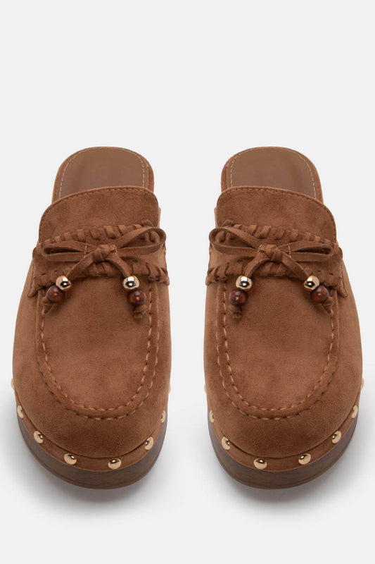 Clogs Σαμπό με Διακοσμητικό Φιόγκο & Χάντρες