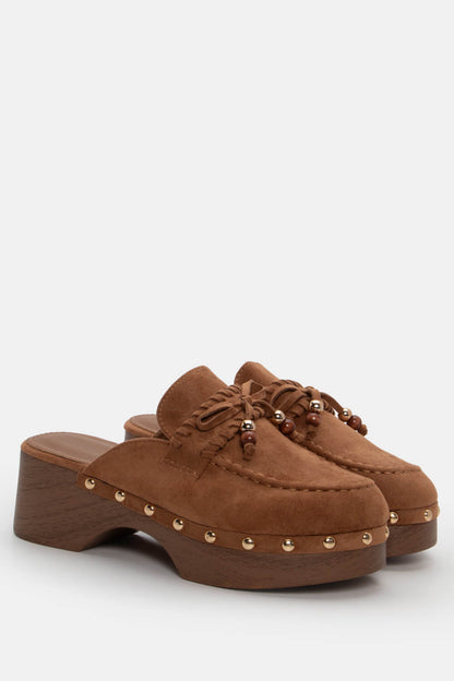 Clogs Σαμπό με Διακοσμητικό Φιόγκο & Χάντρες