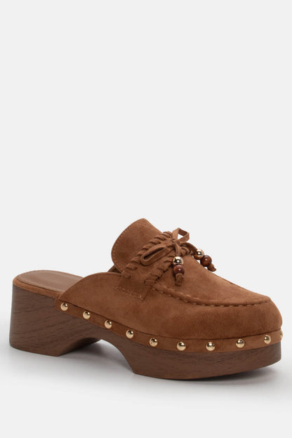 Clogs Σαμπό με Διακοσμητικό Φιόγκο & Χάντρες