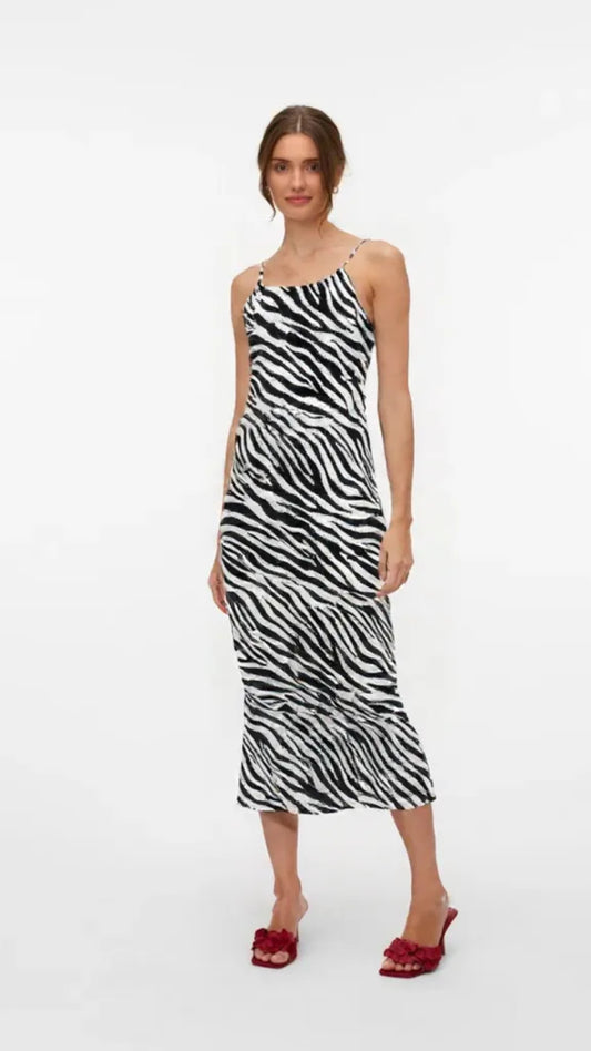 Φόρεμα animal print maxi με ζώνη στη μέση