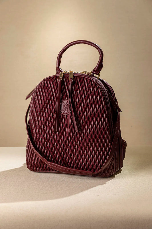 Fragola γυναικείο μπορντώ διθέσιο πολυμορφικό backpack puffer - μπροστινή όψη