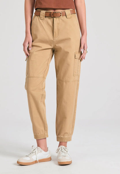 Garment dyed cargo παντελόνι με ελαστική μέση