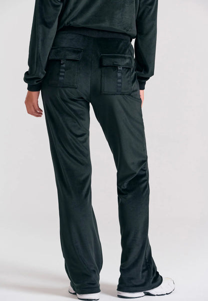 Funky Buddha Γυναικείο Μαύρο Βελουτέ Παντελόνι Φόρμας πίσω όψη