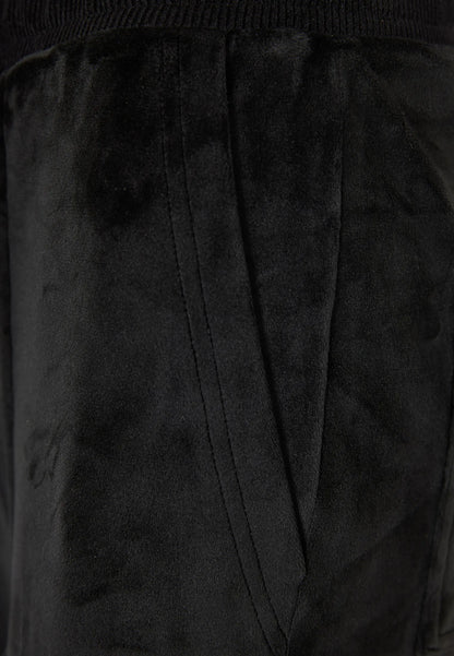 Funky Buddha Γυναικείο Μαύρο Βελουτέ Παντελόνι Φόρμας λεπτομέρεια τσέπη μπροστά