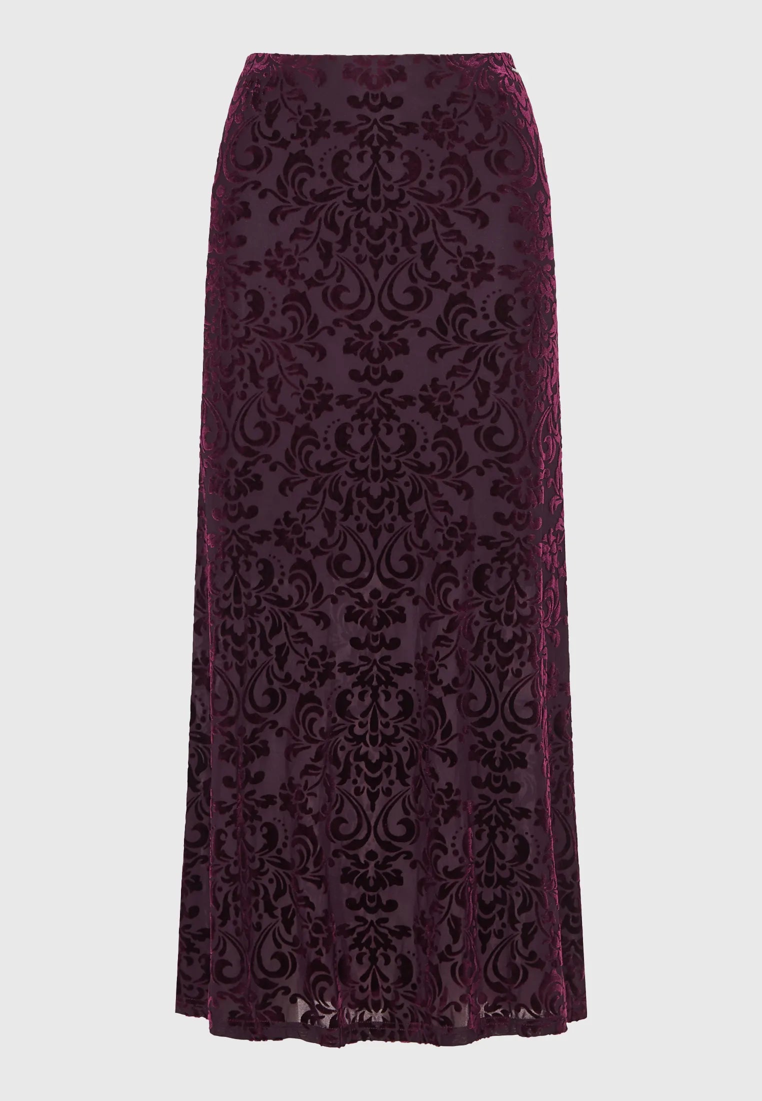 FUNKY BUDDHA Maxi Βελούδινη Φούστα Ανάγλυφη Υφή Βουργουνδί