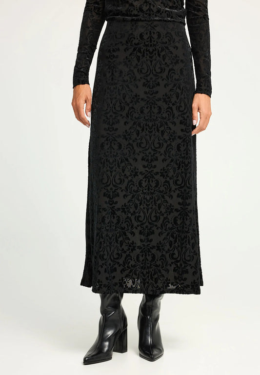 FUNKY BUDDHA Maxi Φούστα - μπροστινή όψη vintage στυλ