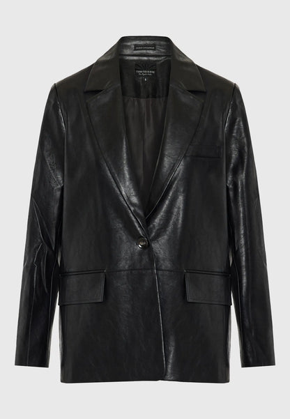 FUNKY BUDDHA Σακάκι Οικολογικό Δέρμα Μαύρο μπροστινή όψη